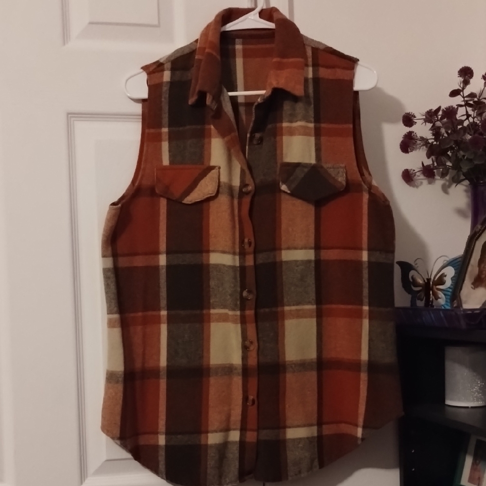 Plaid Button Down Shirt - Brown and Tan